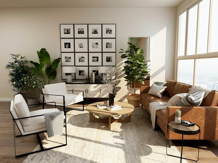 A sunlit living room furnished with RegenexWay pieces